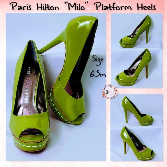 Paris Hilton Shoes - 💚Paris Hilton "Milo" Leather Platform Heels